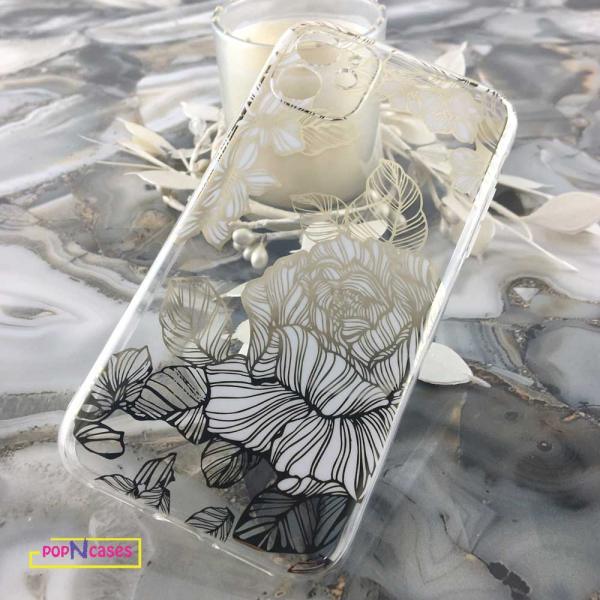 clear phone case for iphone 11 with floral design pattern