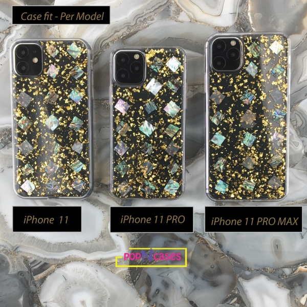 iphone 11 fashion phone cases with gold flakes and iridescence