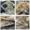 clear iphone case with gold flakes iridescent sea shells