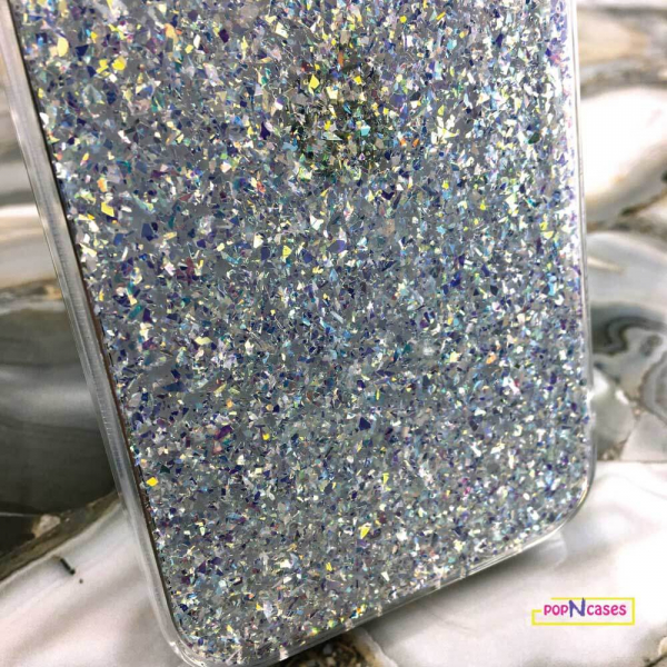 close up of iridescent crystal twinkle iphone 12 phone case