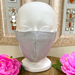 Silver Glitter Face Mask With Soft Satin Lining