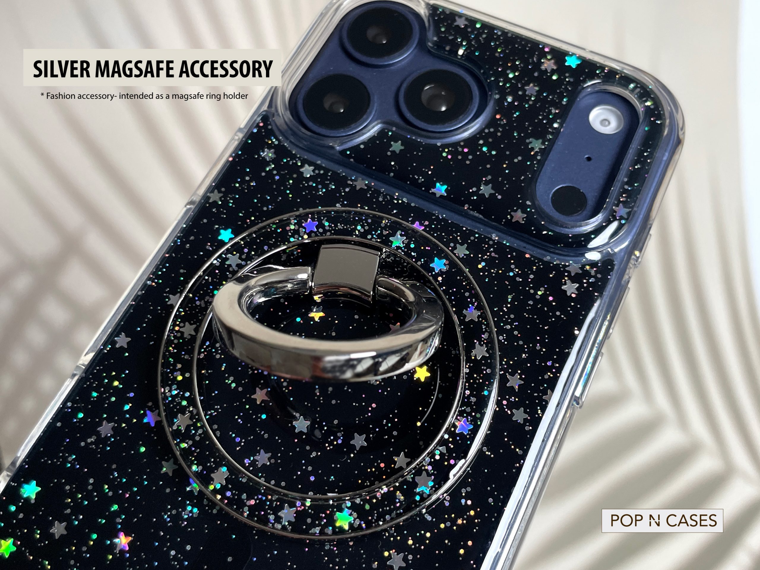SILVER.Hardware.Plated.Magsafe.Ring.Hold.iPhone.Accessory.Celestial.Stars.Glitter.Canada