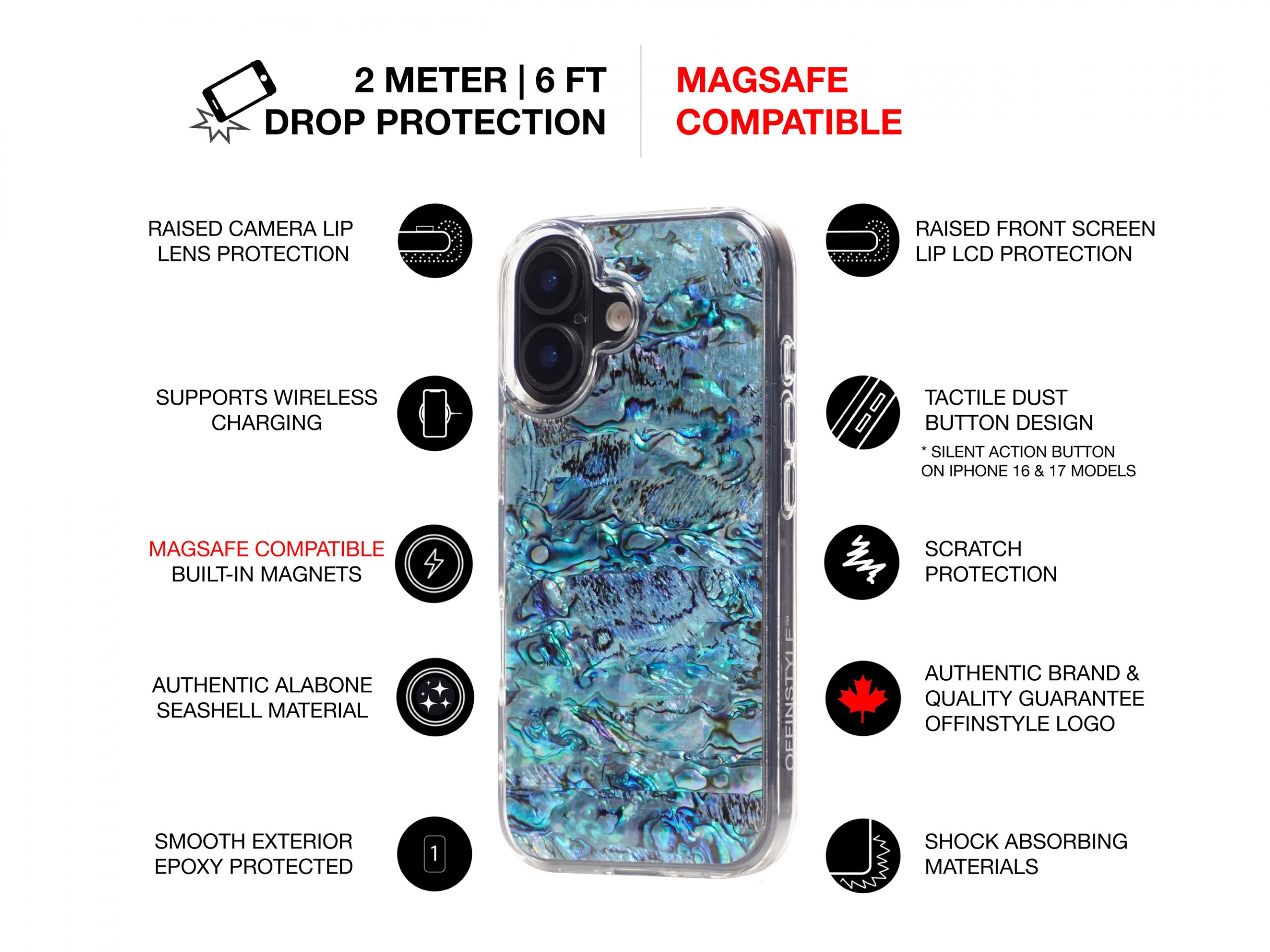 AUTHENTIC.SEASHELL.MAGSAFE.IPHONE.IRIDESCENT.SHELL.CASE.6.FEET.DROP.SHOCK.PROTECTION.