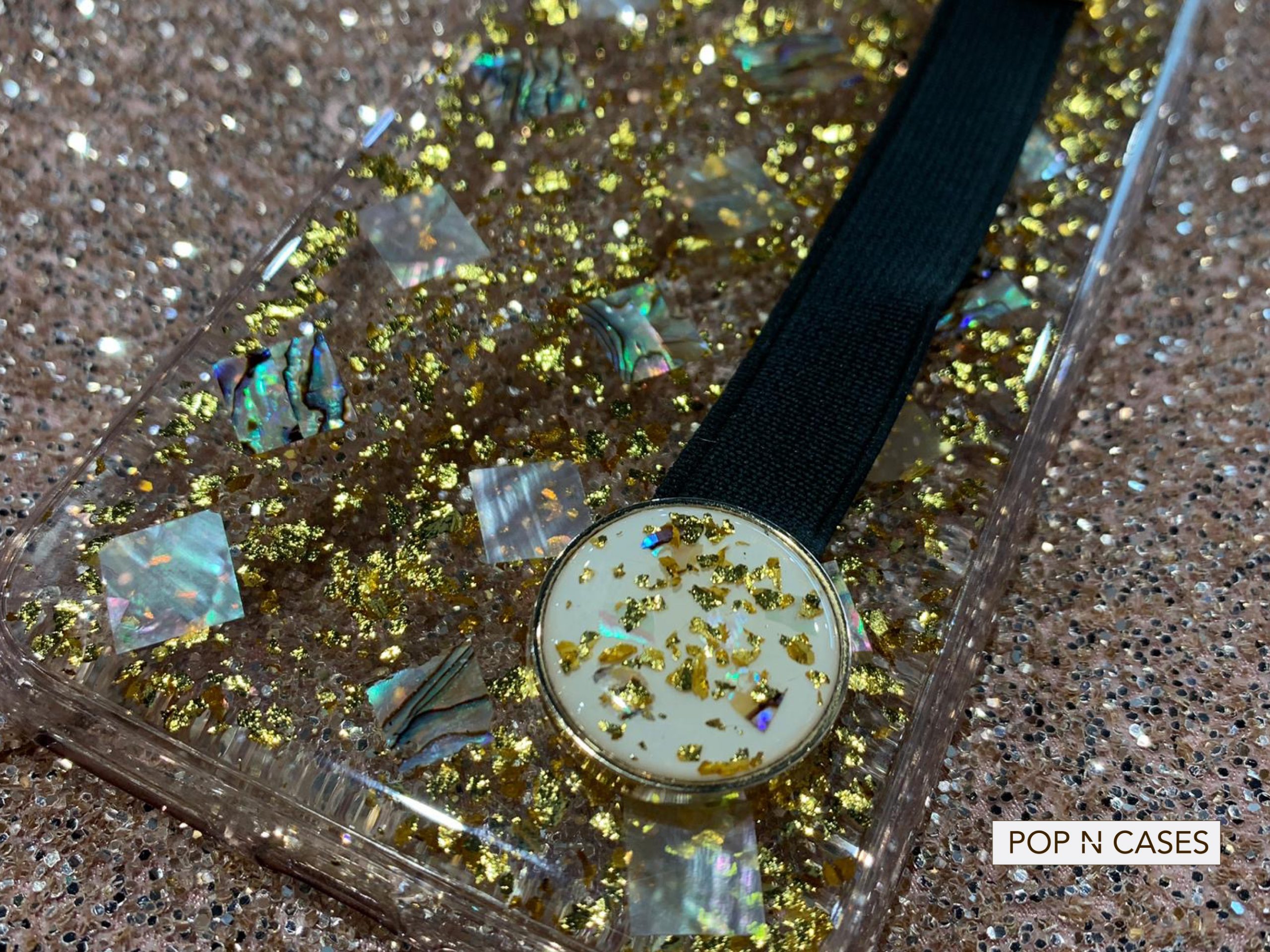 CLEAR.IPHONE.CASE.GOLD.FLAKES.SEA.SHELL.GLITTER.IPHONE.X.PHONE.CASE