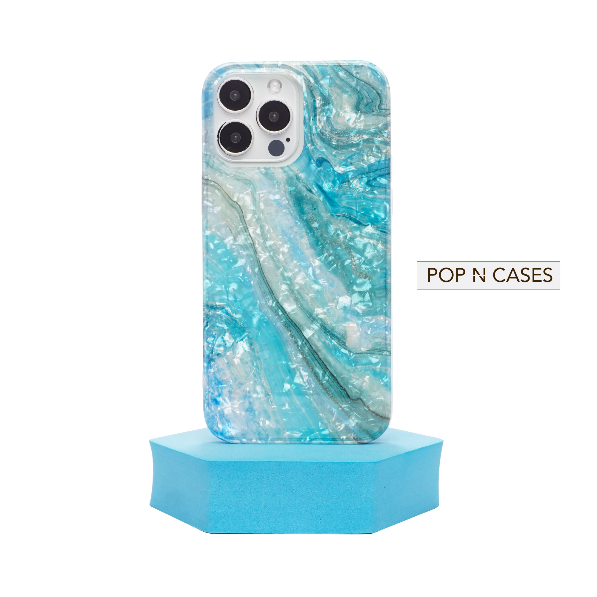 IRIDESCENT.PEARL.AQUA.BLUE.MARBLE.IPHONE.14.PHONE.CASE.OFFINSTYLE.CANADA
