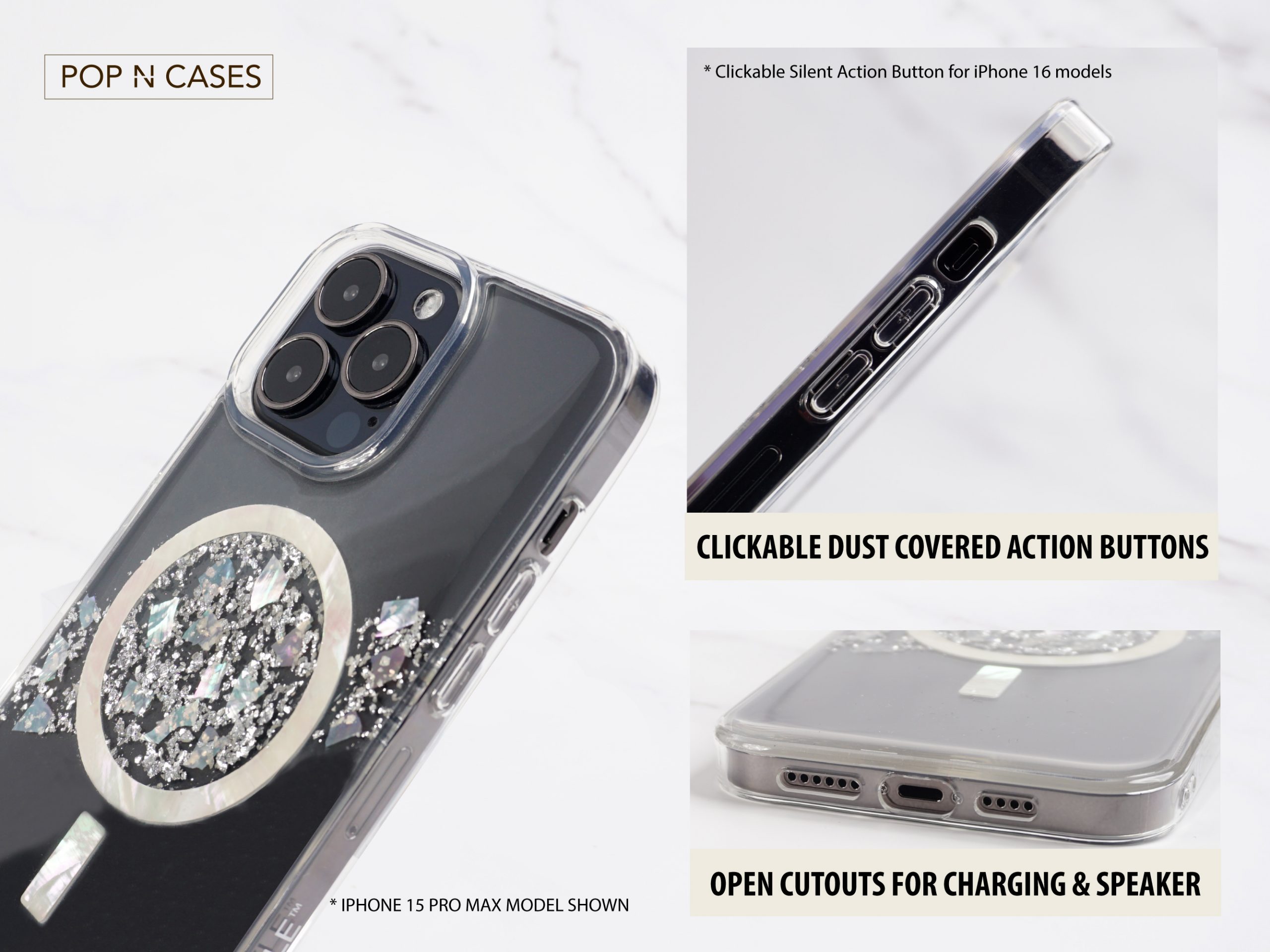 Opal.Sea.shell.Mag.Safe.iPhone.15.Pro.Max.Case.Open.Charge.Port.Soft-Dust.Action.Buttons.Wireless.Charging.Speak.Cutout.Ports