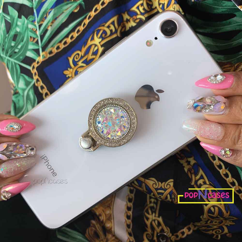 Silver-phone-grip-holder-on-phone-rhinestones-popncases-offinstyle