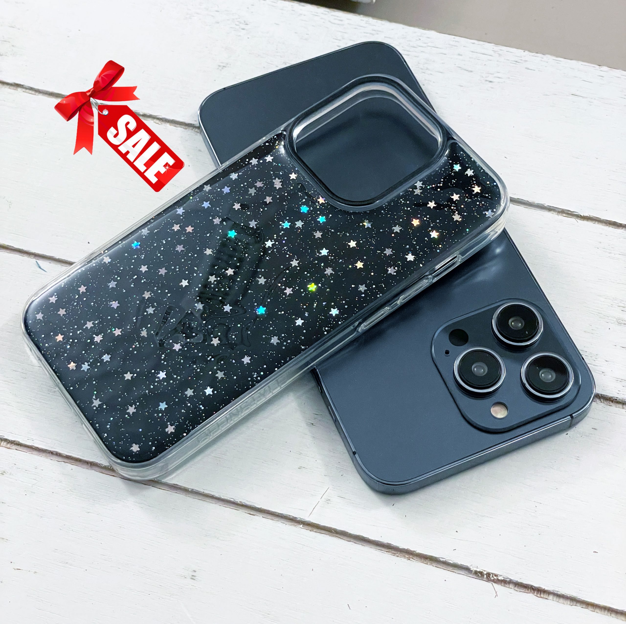 Starry.Black.iphone.Celestial.Theme.Holographic.Glitter.Stars.Clearance.Sale.iphone.Cases