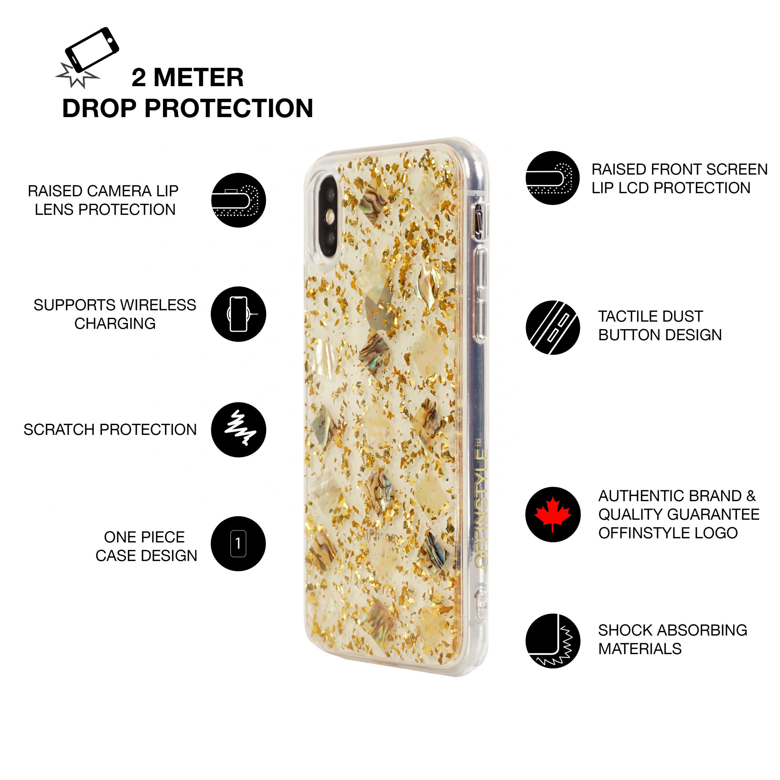 iphone.x.gold.flakes.sea.shell.phone.case.features.shock.absorbing.offinstyle.canada