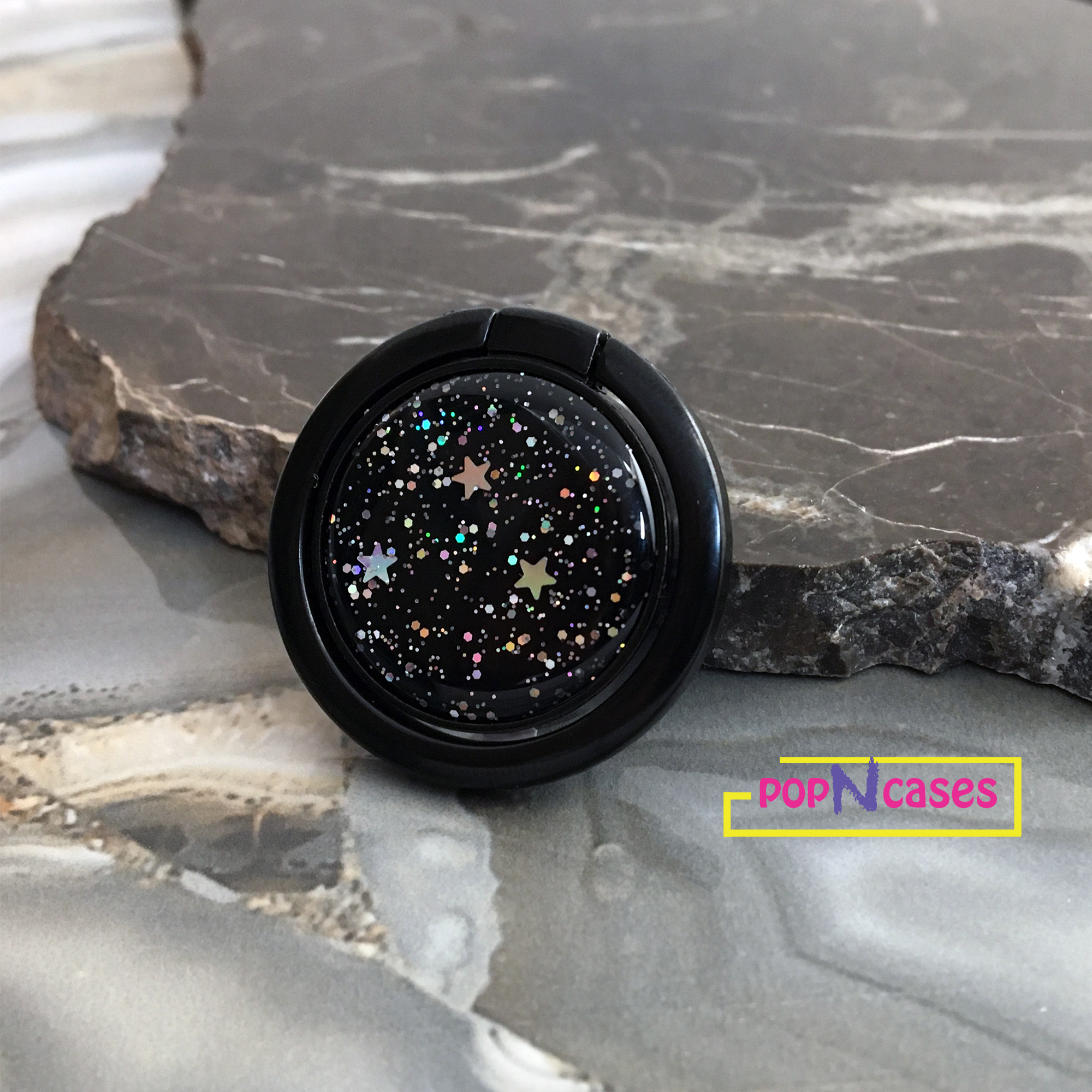 Mobile-phone-ring-holder-holographic-stars-glitter-celestial-space-toronto-canada-popncases-offinstyle