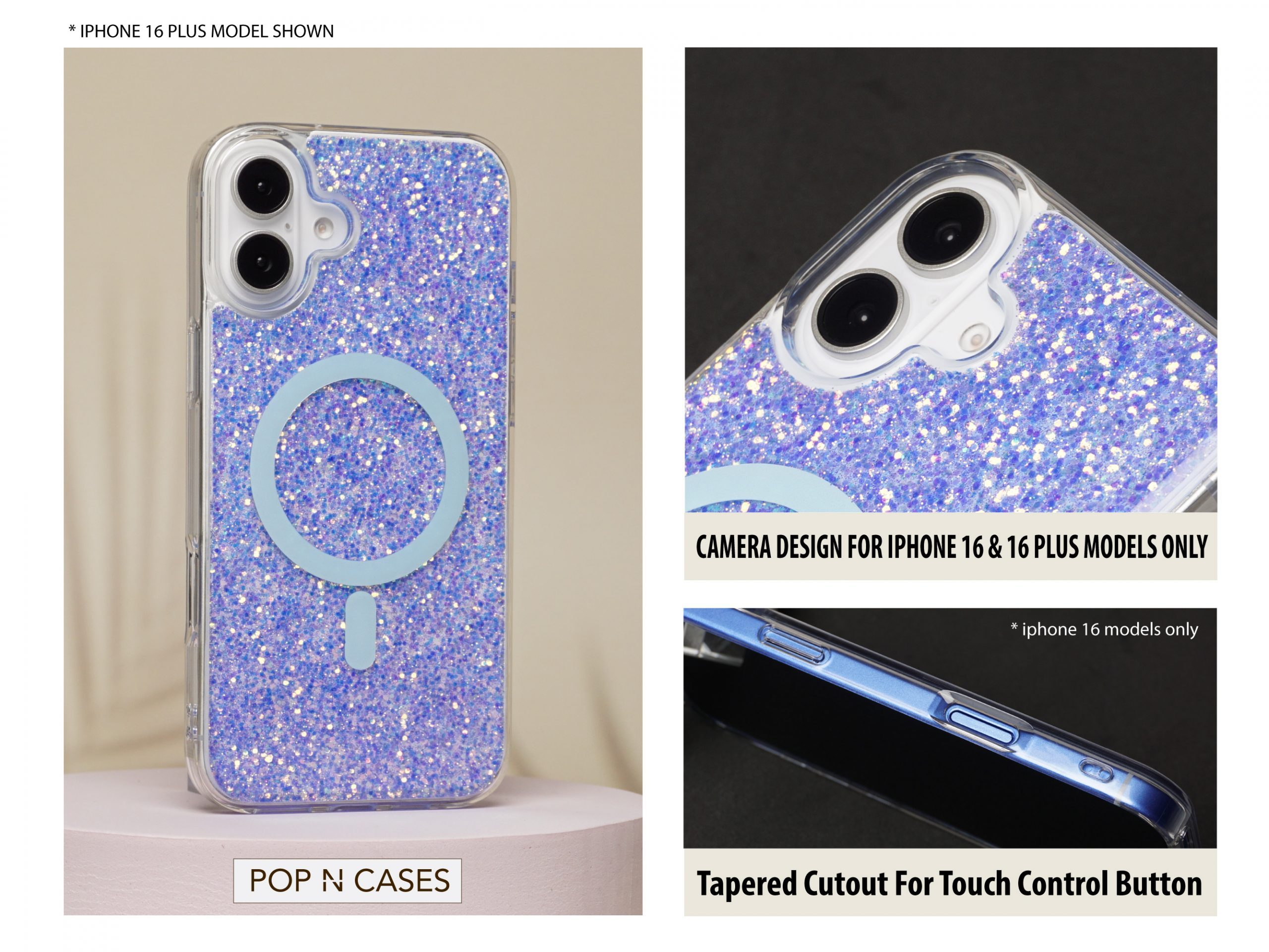 BLUE.GOLD.GLITTER.IPHONE.16.PHONE.CASE.WITH.MAGSAFE.WIRELESS.CHARGING.IPHONE.16PLUS.CASE