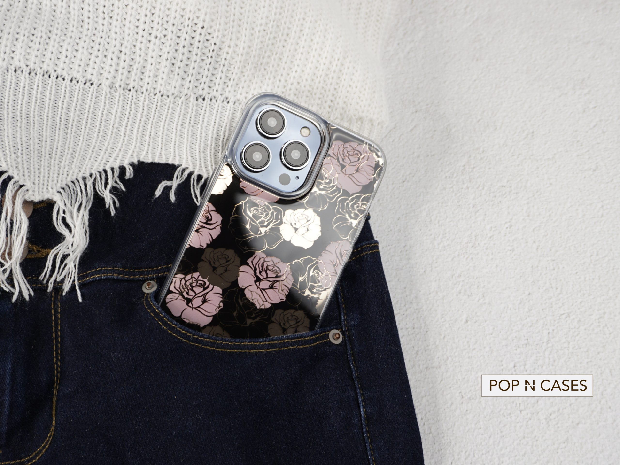 BPink.Gold.Reflective.Rose.Flower.Iphone.Case.FashionAccessory.Canada.Offinstyle.Popncases