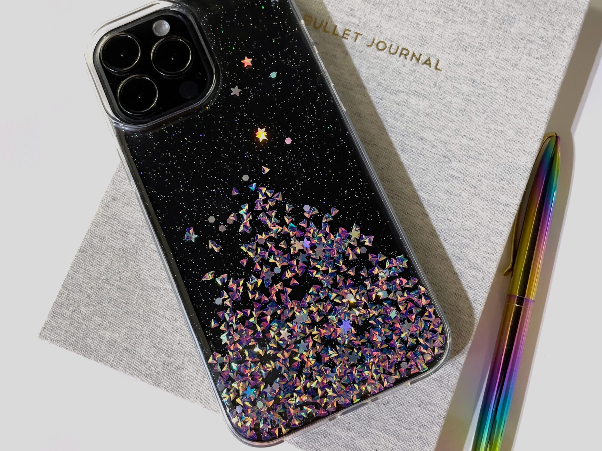 Black-iphone-13-Fashion-phone-case-holographic-iridescent