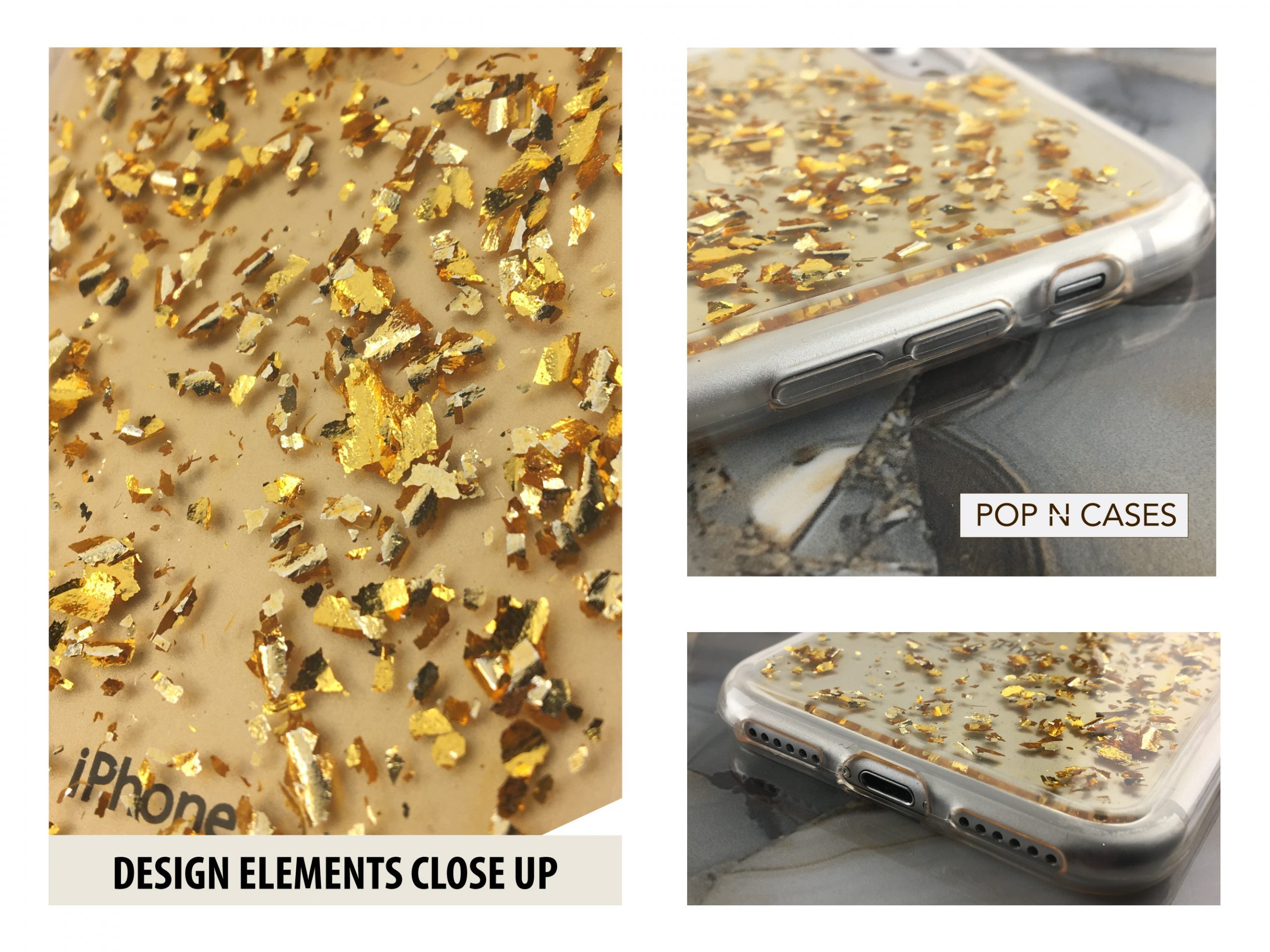 CLOSEUP.GOLD.FLAKE.GLITTER.IPHONE.X.PHONE.CASE.GOLD.CLEAR.TPU