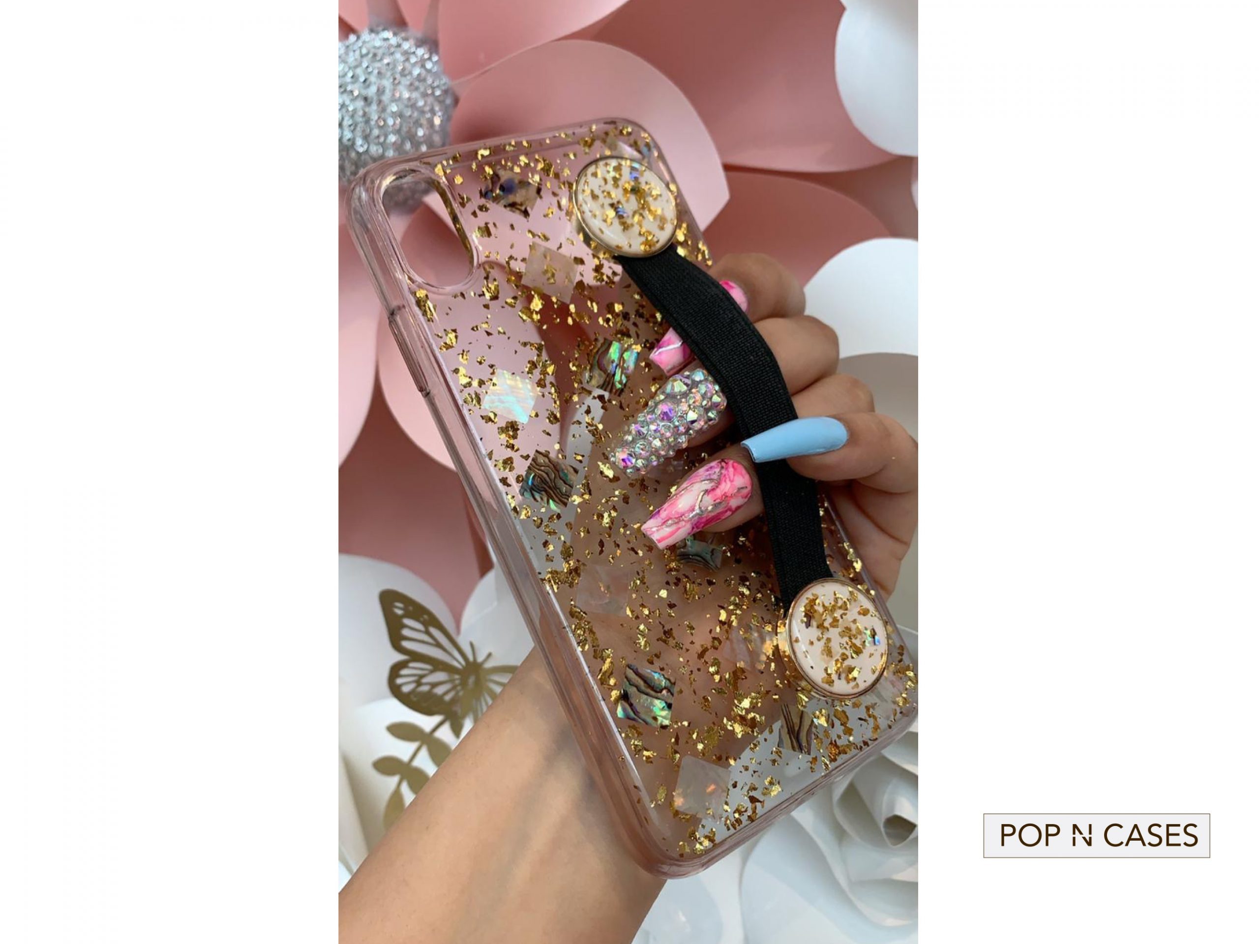 IPHONE..X.CASE.GOLD.FLAKES.SEA.SHELL.GLITTER.IPHONE.X.PHONE.CASE