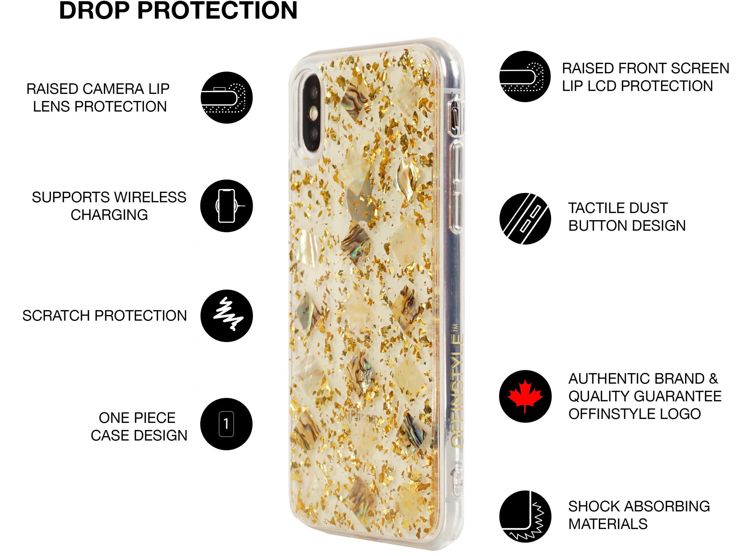 iphone.x.gold.flakes.sea.shell.phone.case.features.shock.absorbing.offinstyle.canada